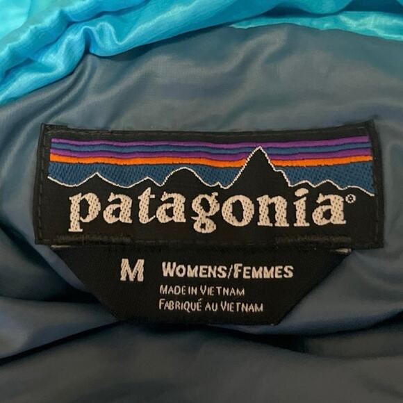 Patagonia Primaloft Blue Quilted Long Sleeve Half Zip Puffer Down Coat Jacket M - Picture 4 of 5